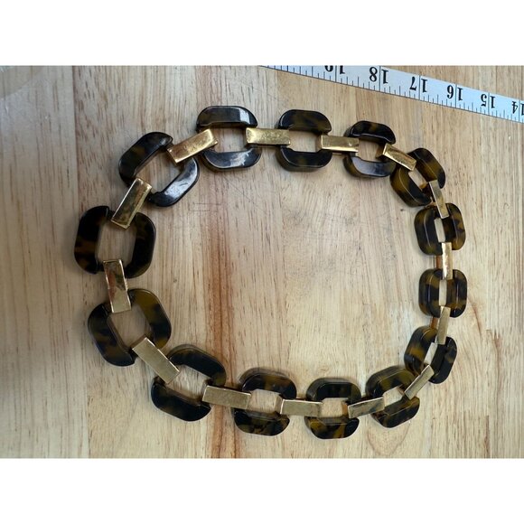J.Crew Lucite Tortoise Chain Link Necklace Gold-Tone Hardware Statement Jewelry - Picture 7 of 11